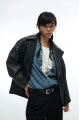 Stylish jacket-jacket made of genuine black leather in OVERSIZE style