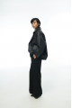 Stylish jacket-jacket made of genuine black leather in OVERSIZE style