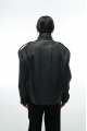 Women's jacket made of black genuine leather in OVERSIZE style