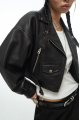 Stylish black leather jacket made of genuine leather