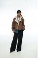 Women's vintage sheepskin coat made of brown natural sheepskin