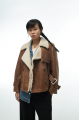 Women's vintage sheepskin coat made of brown natural sheepskin