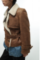 Women's vintage sheepskin coat made of brown natural sheepskin