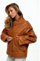 Bomber jacket in genuine brown leather in OVERSIZE style