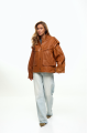 Bomber jacket in genuine brown leather in OVERSIZE style