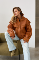 Bomber jacket in genuine brown leather in OVERSIZE style