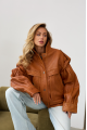 Bomber jacket in genuine brown leather in OVERSIZE style