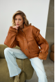 Bomber jacket in genuine brown leather in OVERSIZE style