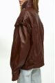 Bomber jacket made of genuine dark chocolate leather in OVERSIZE style