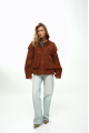 OVERSIZE suede bomber jacket in natural brown leather