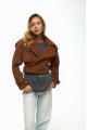 Suede leather jacket made of natural leather in brown color in OVERSIZE style