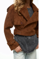 Suede leather jacket made of natural leather in brown color in OVERSIZE style