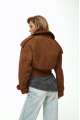 Suede leather jacket made of natural leather in brown color in OVERSIZE style