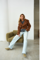 Suede leather jacket made of natural leather in brown color in OVERSIZE style