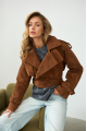 Suede leather jacket made of natural leather in brown color in OVERSIZE style