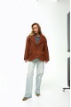 Suede jacket made from natural brown leather in OVERSIZE style