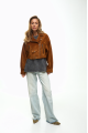 Biker jacket made of natural suede leather in brown color in OVERSIZE style