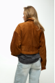 Biker jacket made of natural suede leather in brown color in OVERSIZE style