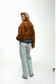 Biker jacket made of natural suede leather in brown color in OVERSIZE style