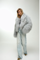 Women's gray sheepskin coat made of natural llama