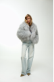 Women's gray sheepskin coat made of natural llama