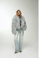 Women's gray sheepskin coat made of natural llama