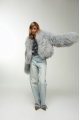 Women's gray sheepskin coat made of natural llama