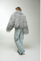 Women's gray sheepskin coat made of natural llama