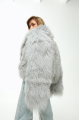 Women's gray sheepskin coat made of natural llama