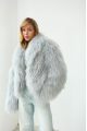 Women's gray sheepskin coat made of natural llama