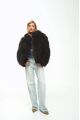 Women's black sheepskin coat made of natural llama