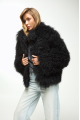 Women's black sheepskin coat made of natural llama