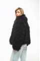 Women's black sheepskin coat made of natural llama