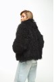 Women's black sheepskin coat made of natural llama