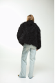 Women's black sheepskin coat made of natural llama