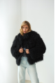 Women's black sheepskin coat made of natural llama