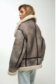 Stylish gray sheepskin coat made of natural sheepskin in VINTAGE style