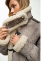 Stylish gray sheepskin coat made of natural sheepskin in VINTAGE style