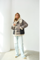 Stylish gray sheepskin coat made of natural sheepskin in VINTAGE style