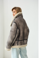 Stylish gray sheepskin coat made of natural sheepskin in VINTAGE style