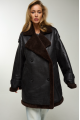 Women's sheepskin coat of black color made of natural sheepskin in VINTAGE style