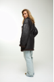 Women's sheepskin coat of black color made of natural sheepskin in VINTAGE style