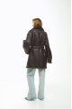 Women's sheepskin coat of dark chocolate color made of natural sheepskin in VINTAGE style