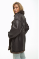 Women's sheepskin coat of dark chocolate color made of natural sheepskin in VINTAGE style