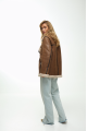 Women's sheepskin coat of light brown color made of natural sheepskin in VINTAGE style