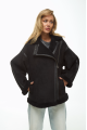 Black suede sheepskin coat made of natural sheepskin in OVERSIZE style