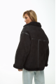 Black suede sheepskin coat made of natural sheepskin in OVERSIZE style