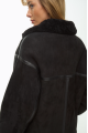 Black suede sheepskin coat made of natural sheepskin in OVERSIZE style