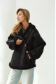 Black suede sheepskin coat made of natural sheepskin in OVERSIZE style