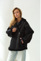 Black suede sheepskin coat made of natural sheepskin in OVERSIZE style